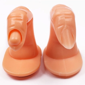 Nail Practice Fake Finger Model Plastic Manicure Training Tool With Self Adhesive Base Realistic Flesh Tone Display Stand