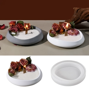 Molde Silicona Plato Ondulado Irregular Fundición Resina DIY Portavelas Yeso Bandeja Almacenamiento Aromaterapia Artesanía