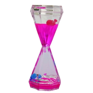 Pink diamond-shaped liquid motion timer with floating fish for creative office desk decor