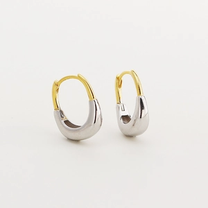 Eleganti orecchini a cerchio a U in argento S925 con finiture oro e argento