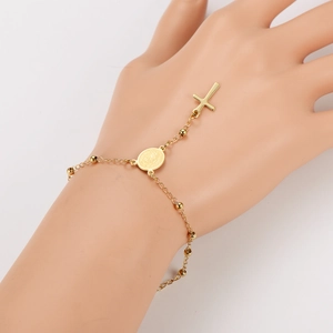 Bracelet minimaliste en acier inoxydable 304 doré avec pendentif croix sur modèle