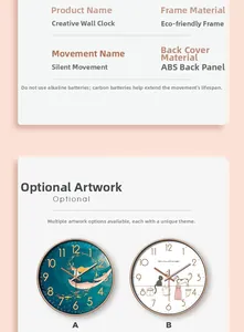 Detail of creative wall clock with eco-friendly frame and silent movement mechanism