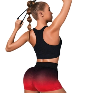 Women's gradient push-up yoga shorts set with high-waist scrunch butt design for fitness