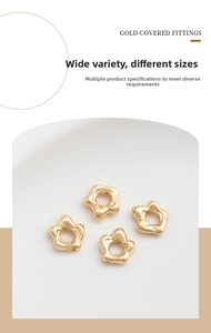 Detail of 14K gold-plated hollow flower beads for DIY jewelry making and crafting