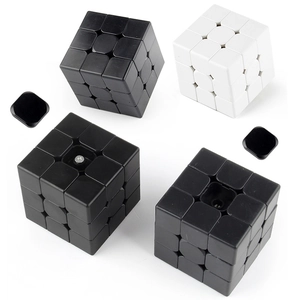 Professional 3x3 magic cube in black and white matte finish with adjustable screw core