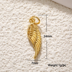 Pendentif aile d'ange doré pour bijoux DIY, taille 24mm par 7mm et poids de 1g