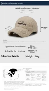Guide des tailles pour casquette en peluche avec dimensions et mesures de tête détaillées