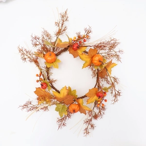 60cm autumn maple leaf and pumpkin garland with red berries for Thanksgiving wall decor