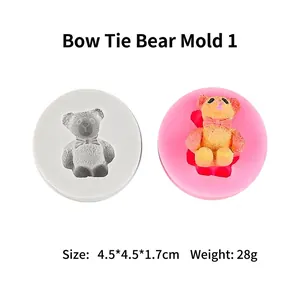 Dettaglio stampo in silicone orso 4,5x4,5x1,7cm e decorazione orsetto rosa in 3D