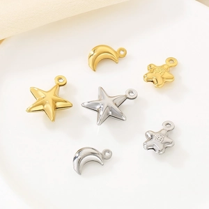 DIY stainless steel gold and silver star moon charms pendants for jewelry making