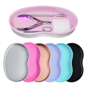 Colorful stainless steel kidney medical trays and professional nail tool storage sets
