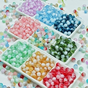 Colorful 10mm glass beads with inner cracked effect for DIY jewelry making and crafts