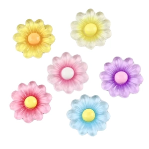Lot de breloques marguerites colorées en résine pour coques de téléphone et accessoires