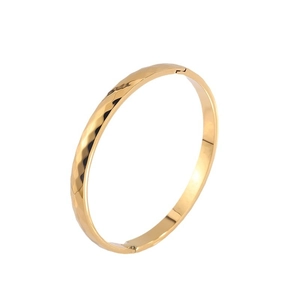 Elegant gold titanium steel cuff bracelet featuring a textured geometric rhombus pattern