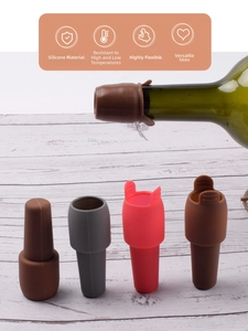 Detailed view of silicone wine stoppers with handles in multiple colors for bottle sealing