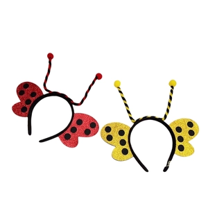 Funny insect-themed headbands with ladybug and honeybee glitter antennae for cosplay