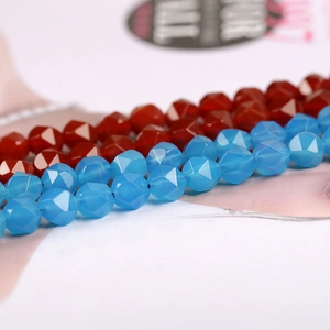 Faceted red agate and blue crystal stone beads for DIY jewelry making and bracelets
