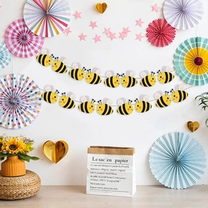 Cute bee themed baby shower banner set with vibrant yellow colors for party wall decoration