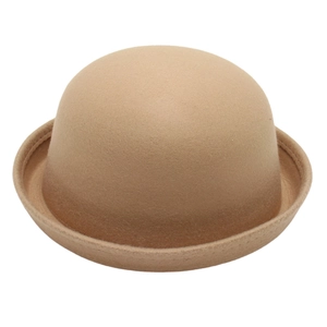 Chapeau melon classique en feutre de laine marron avec bord incurvé pour enfants