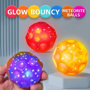 High Elastic PU Foam Moon Ball Glow In The Dark Stress Relief Bouncing Toy Colorful Starry Pattern For Kids Youth