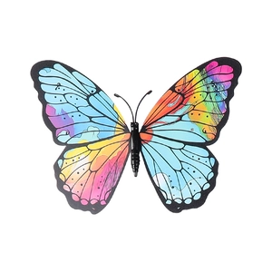 Colorful 3D butterfly wall stickers with vibrant patterns and waterproof PVC material