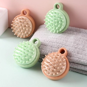Brosse Massage Cuir Chevelu Silicone Shampoing Poils Souples Manuel Nettoyage Cheveux Élimination Pellicules Massage Tête Douche