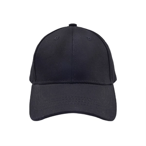 Classic black cotton baseball cap for kids with six-panel structure and breathable vents