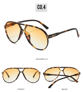 Detailed views of aviator sunglasses with tortoise frame, orange lenses and T metal hinges