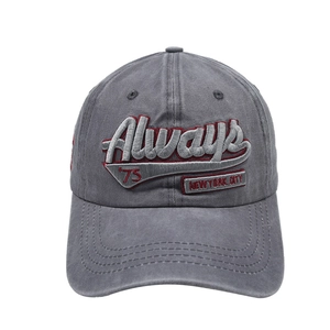 Berretto vintage grigio lavato con ricamo Always 75 New York City e visiera curva