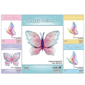 Irisierendes Schmetterling Aluminiumfolien Ballon Set für Geburtstage und Hochzeitsdeko
