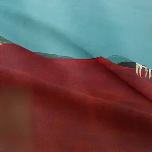 Close-up of bohemian tapestry fabric showing high-density texture and vibrant print colors