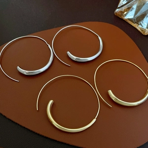Minimalist Geometric Hoop Earrings Chunky Copper Jewelry With Silver Earring Post For Women Fashionable Accessory