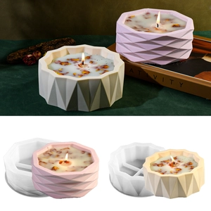 Silicone Mold Geometric Faceted Polygon For DIY Storage Box Candle Jar Aromatherapy Gypsum Flower Pot Crafting Tool