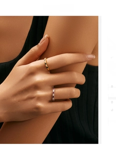 Detail of s925 silver rings with colorful zircon row setting in gold and silver finish
