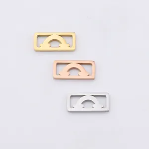 Hollow Rainbow Arch Rectangular Charms Stainless Steel Mirror Polished DIY Jewelry Making Pendants Minimalist Geometric Accessories