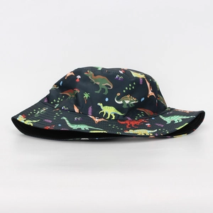 Sombrero de pescador de moda con coloridos estampados de dinosaurios para el sol