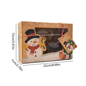 Christmas kraft paper window gift boxes for gingerbread candy with red white cotton twine