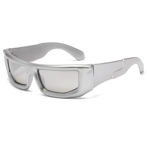 Y2K Futuristic Sunglasses For Women Plastic Frame Rectangle UV400 Protection Wrap Around Sporty Fashion Retro Eyewear