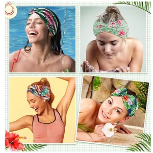 Bohemian knotted headbands showing floral patterns in yoga, spa, and fitness settings