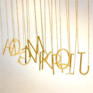 Minimalist 18K gold plated stainless steel letter necklaces for men and women