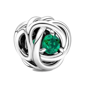 Ciondolo a nodo in argento con cristallo portafortuna verde per bracciali fai da te