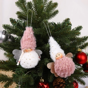 Christmas Angel Plush Ornament Handmade Winged Doll Tree Hanging Decoration For Home Holiday Festive Party Decor