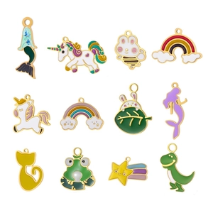 Cartoon Animal Enamel Charms Alloy Pendants For DIY Jewelry Making Bracelet Necklace Earring Unicorn Mermaid Dinosaur