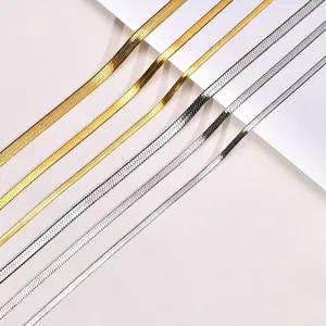 Titanium steel snake bone chain necklaces in gold and silver, 3mm to 5mm widths