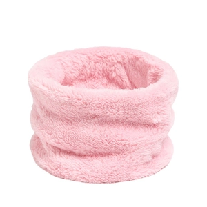 Scaldacollo in pile corallo rosa morbido da donna con design ad anello di peluche