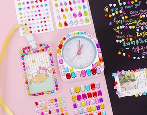 Colorful acrylic diamond stickers for DIY decoration on card holders and alarm clocks