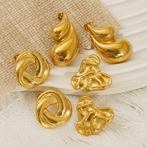 Irregular Heart Knot Teardrop Earrings 18K Gold Plated 304 Stainless Steel Waterproof Hypoallergenic Minimalist For Women