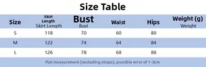 Maattabel voor nauwsluitende jurk met afmetingen voor buste taille en heupen in detail