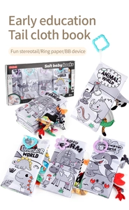 Details von 3D-Stofftier-Schwänzen für das taktile Training von Babys in Stoffbüchern