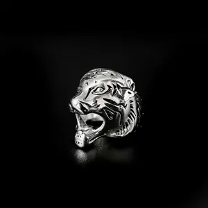 Hip Hop Tiger Head Ring For Men Women Stainless Steel Animal Punk Biker Ring Gold Silver Black Fashion Jewelry Finger Decor